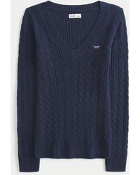 Hollister - Cable-knit Icon V-neck Sweater - Lyst