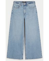 Hollister - Ultra High-rise Medium Wash Wide-leg Jeans - Lyst