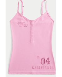 Hollister - Surf Logo Graphic Henley Cami - Lyst