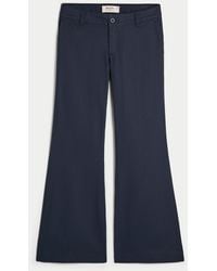 Hollister - Low-rise Linen-blend Baggy Flare Pants - Lyst