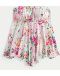 Hollister - Strapless Handkerchief Hem Top - Lyst