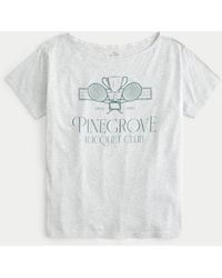 Hollister - Oversized Off-the-shoulder Pinegrove Racquet Club Graphic Tee - Lyst