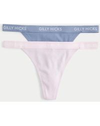 Hollister - Gilly Hicks Ribbed Cotton Blend Thong Underwear 2-pack - Lyst