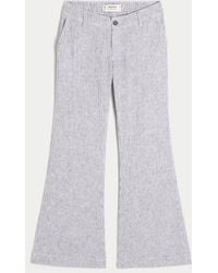 Hollister - Low-rise Linen-blend Baggy Flare Pants - Lyst
