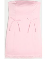 Hollister - Satin Strapless Bow Bodycon Dress - Lyst