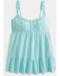 Hollister - Longline Ruffle Icon Tunic Babydoll Top - Lyst