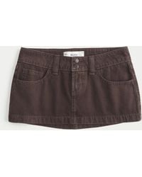 Hollister - Ultra Low-rise Denim Micro Mini Skort - Lyst
