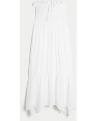 Hollister - Strapless Smocked Maxi Dress - Lyst