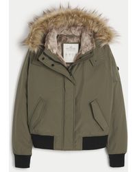 Hollister - All-weather Faux Fur-lined Bomber Jacket - Lyst