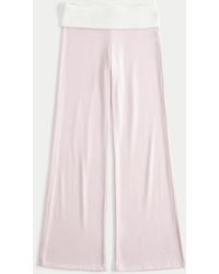 Hollister - Foldover Waist Knit Flare Pants - Lyst