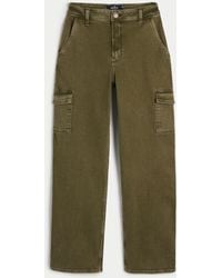 Hollister - Ultra High-rise Olive Green Cargo Dad Jeans - Lyst