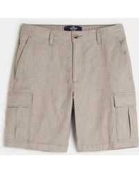 Hollister - Linen Blend Flex-waist Cargo Shorts 9" - Lyst