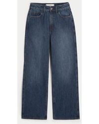 Hollister - Curvy Ultra High-rise Dark Wash Baggy Jeans - Lyst