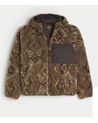 Hollister - Hooded Faux Shearling Zip-up Jacket - Lyst