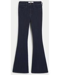 Hollister - Curvy High-rise Dark Wash Flare Jeans - Lyst