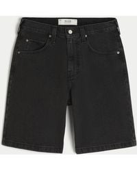 Hollister - Black Baggy Jean Shorts - Lyst
