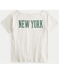Hollister - Oversized Off-the-shoulder New York Graphic Tee - Lyst