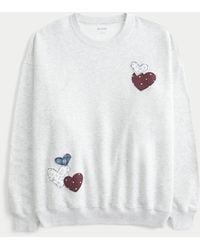 Hollister - Oversized Heart Graphic Crew Sweatshirt - Lyst