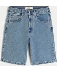 Hollister - Medium Wash Baggy Jean Shorts - Lyst