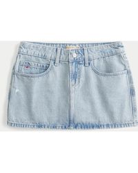 Hollister - Low Rise Jeans-Mini-Skort in heller Waschung - Lyst