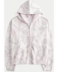 Hollister - Oversized Hoodie mit pinkfarbenem Camo-Muster und Reißverschluss - Lyst
