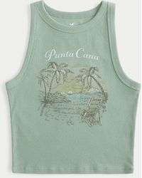 Hollister - Punta Cana Graphic Ribbed High-neck Graphic Tank - Lyst