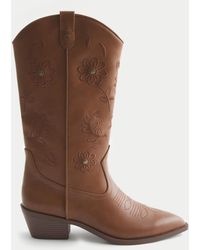 Hollister - Embroidered Faux Leather Boots - Lyst