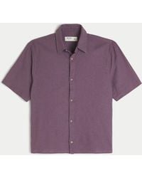 Hollister - Boxy Short-sleeve Linen-blend Shirt - Lyst