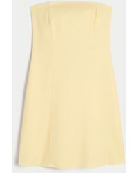 Hollister - Trägerloses Minikleid aus Leinenmischung - Lyst