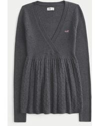 Hollister - Wrap Front Long-sleeve Babydoll Sweater - Lyst