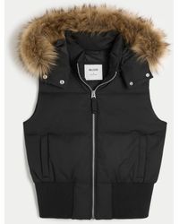 Hollister - Faux Fur Trim Hooded Y2k Vest - Lyst