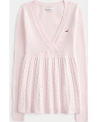 Hollister - Wrap Front Long-sleeve Babydoll Sweater - Lyst