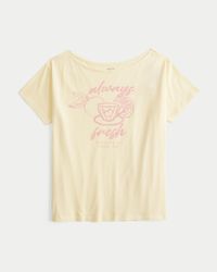Hollister - Oversized Off-the-shoulder Always Fresh Graphic Tee - Lyst