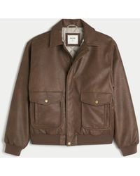 Hollister - Vegan Leather Bomber Jacket - Lyst