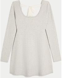 Hollister - Tie Back Babydoll Sweater Mini Dress - Lyst