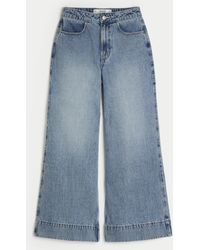 Hollister - Ultra High-rise Medium Wash Wide-leg Jeans - Lyst