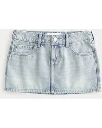 Hollister - Curvy Low-rise Denim Mini Skort - Lyst