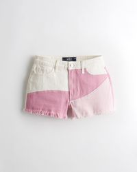 Mode Jeansshorts Kurze Hosen KISS PINK Jeansshorts pink-hellgrau abstraktes Muster Casual-Look 