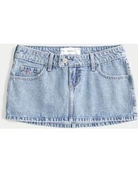 Hollister - Ultra Low-rise Denim Icon Micro Mini Skort - Lyst