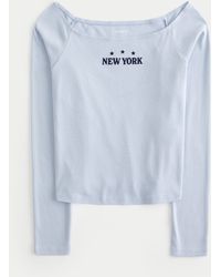 Hollister - Easy New York Graphic Off-the-shoulder Top - Lyst