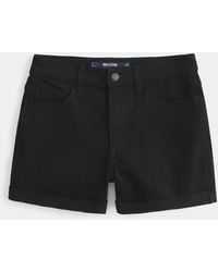 Hollister - High-rise Black Denim Shorts 3" - Lyst