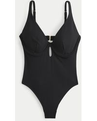 Hollister - Curvy Ribbed One-piece Swimsuit - Lyst