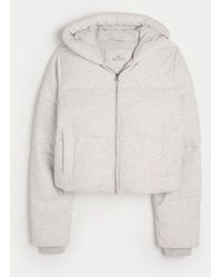 Hollister - Mini Fleece Hooded Zip-up Puffer Jacket - Lyst