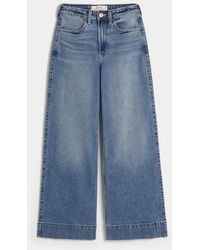 Hollister - Ultra High-rise Medium Wash Wide-leg Jeans - Lyst
