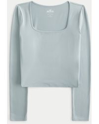 Hollister - Long-sleeve Soft Stretch Seamless Fabric Square-neck Top - Lyst