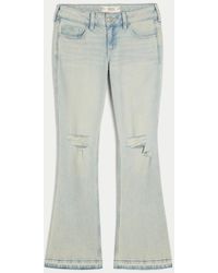 Hollister - Low Rise Bootcut Jeans in heller Waschung mit Rissen - Lyst