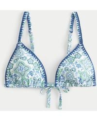 Hollister - Embroidered Stitch Triangle Bikini Top - Lyst