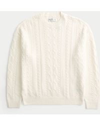 Hollister - Relaxed Cable-knit Crew Sweater - Lyst
