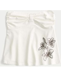 Hollister - Strapless Floral Graphic Babydoll Top - Lyst