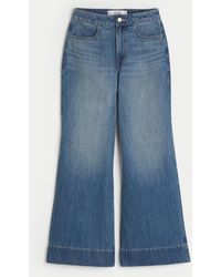 Hollister - Ultra High-rise Medium Wash Wide-leg Jeans - Lyst